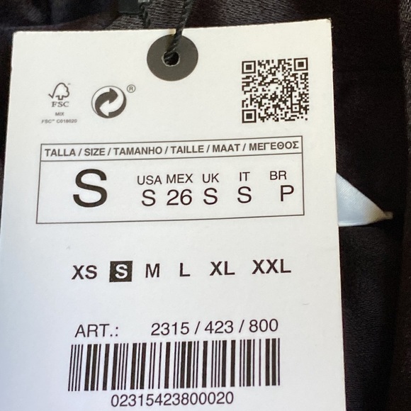 NWT. Zara Black Satin Effect Shirt Midi Dress with Belt. Size S. - Picture 7 of 10